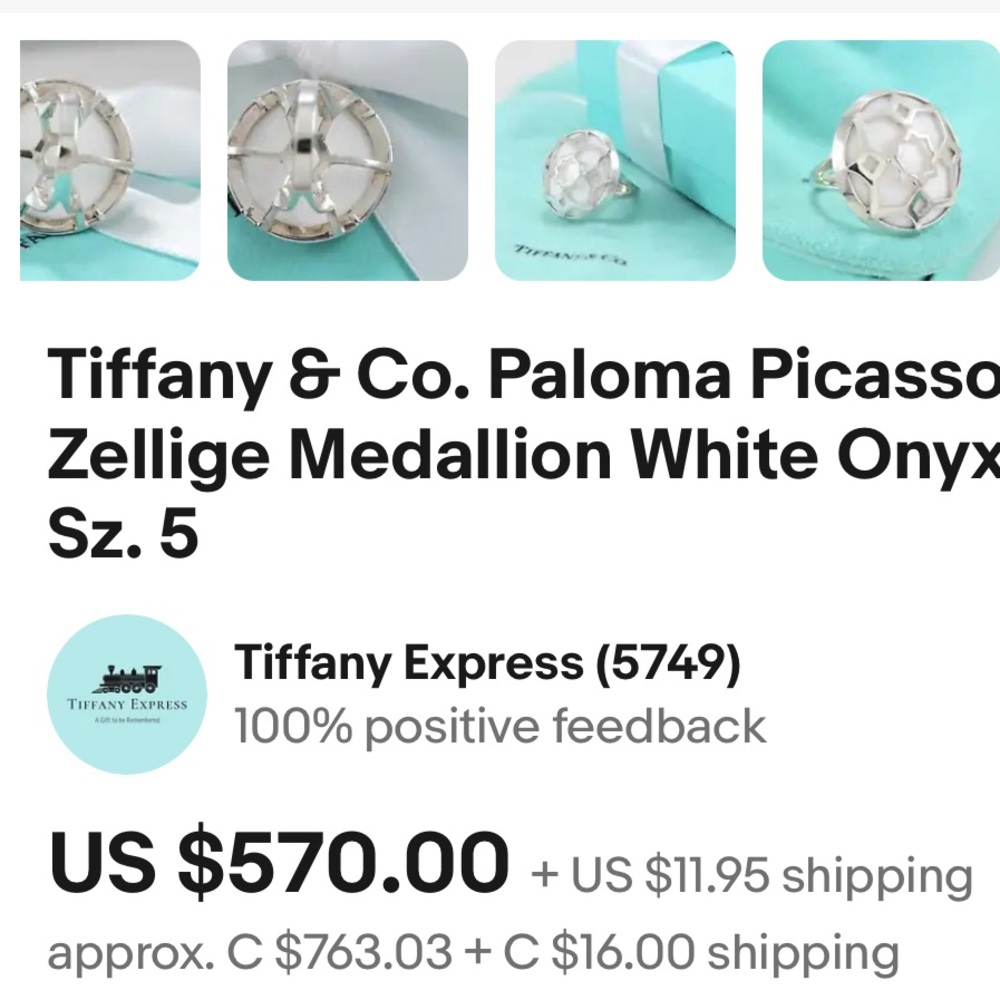 Tiffany White Chalcedony Zellige Ring — Size 5 - Picture 8 of 9